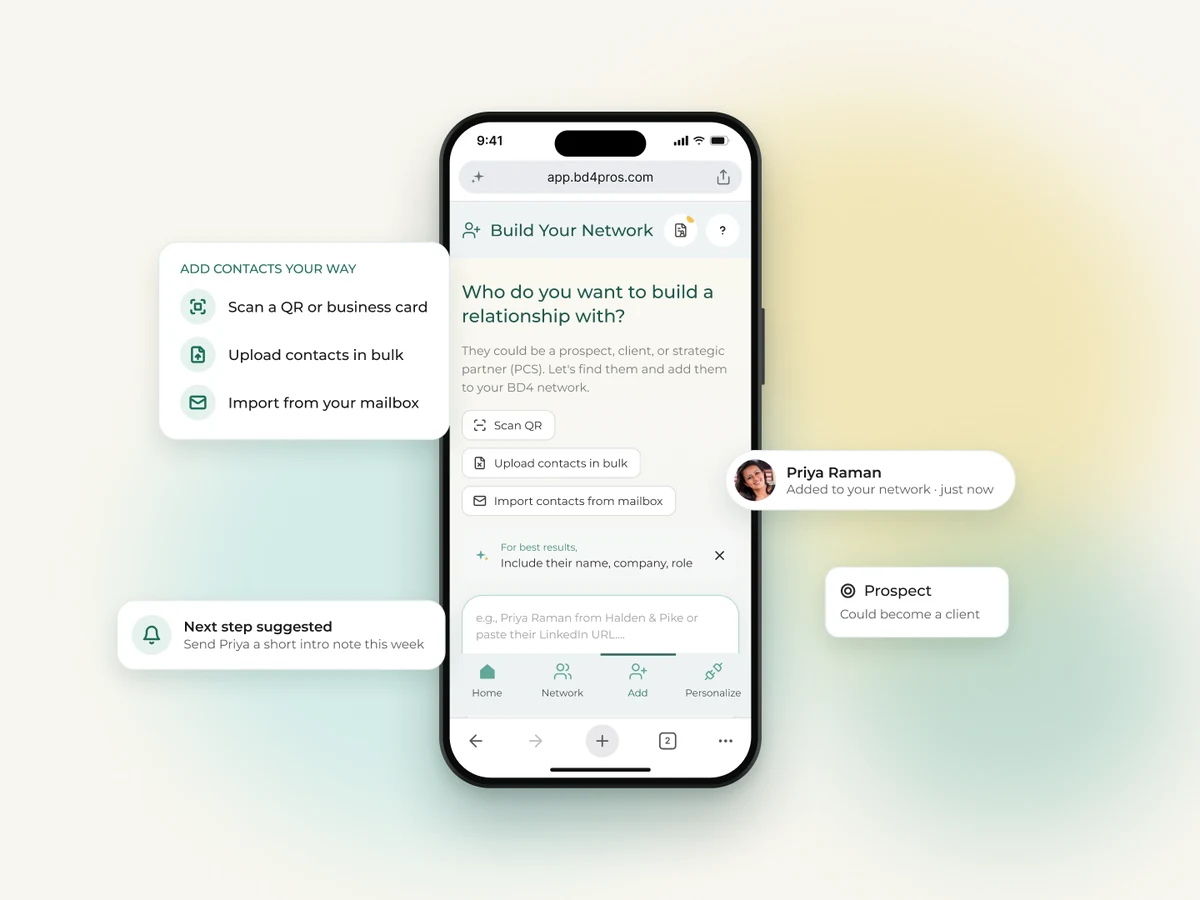 Adding contacts by QR code, bulk upload or mailbox import