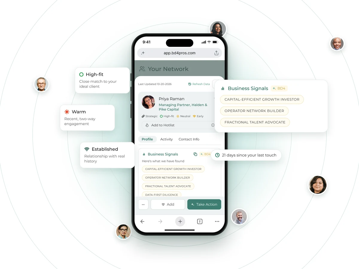 Contact intelligence: signals and talking points surfaced for one relationship