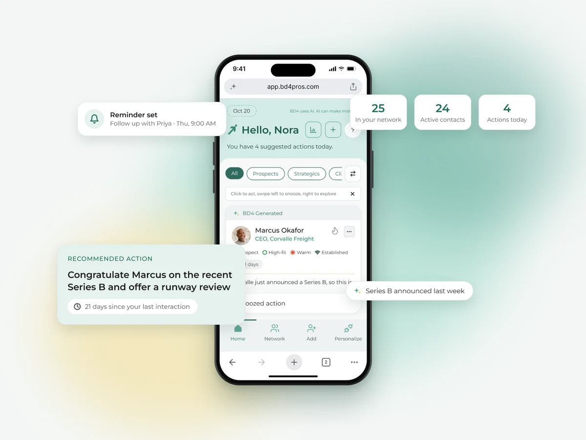 Daily suggested actions on the home screen