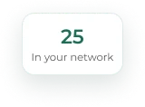 Stat component showing 25 people in your network